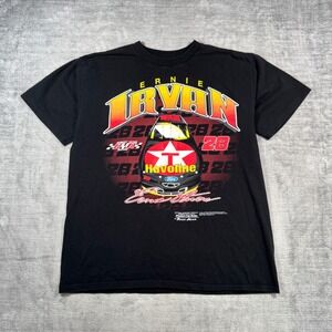 Ernie Irvan Shirt Mens Large Black Havoline Nascar Ford Vintage Logo Athletic